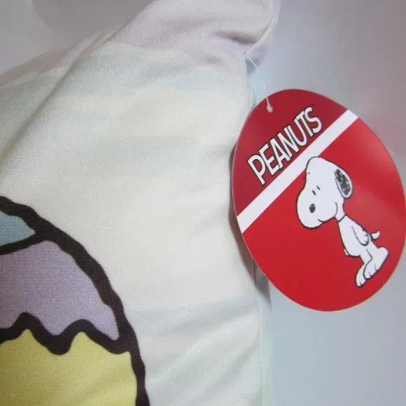 Peanuts Snoopy Woodstock Happy Easter Eggs Pastel Rainbow Decorative Pillow Home - Picture 3 of 3